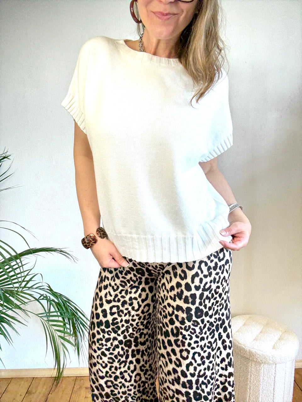Pulli Kurzarm Weiß
