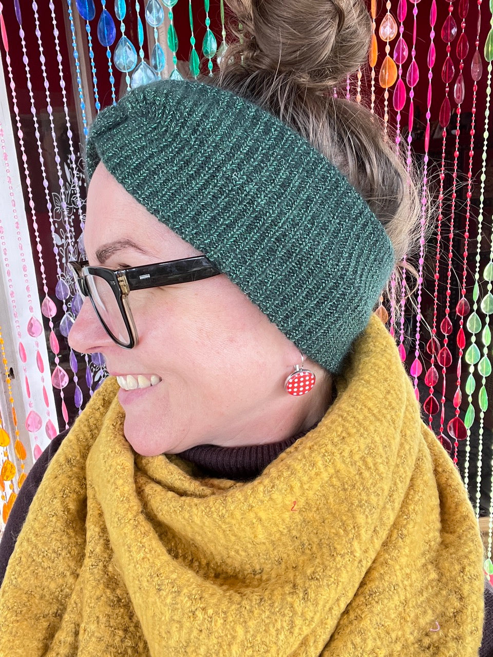 Haarband Strick Glitzerfee Grün