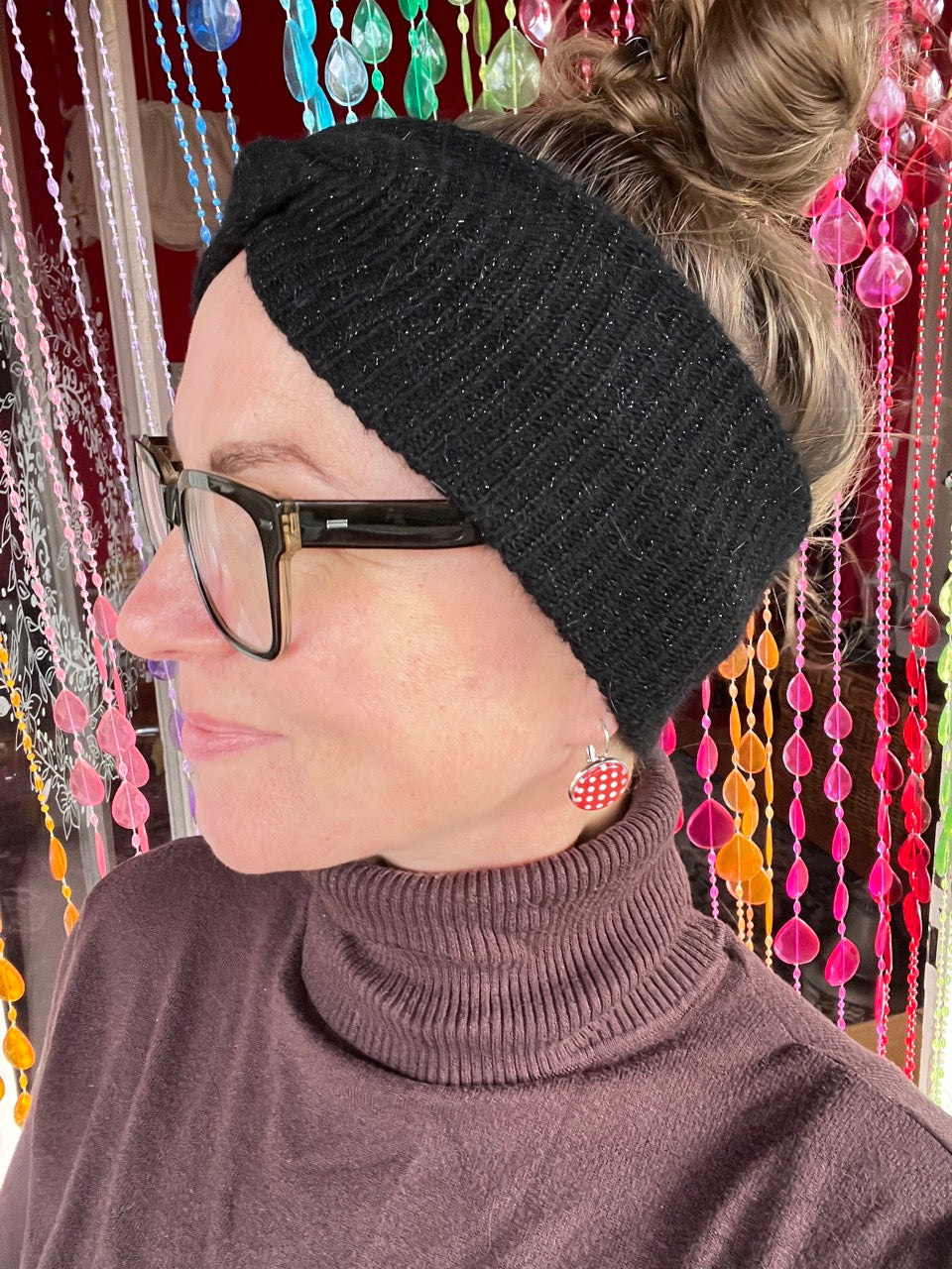 Haarband Strick Glitzerfee Schwarz
