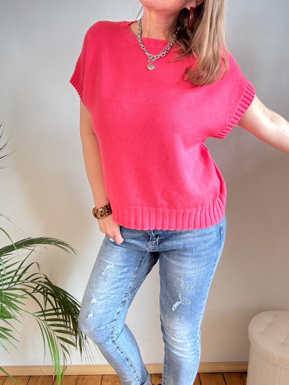 Pulli Kurzarm Koralle