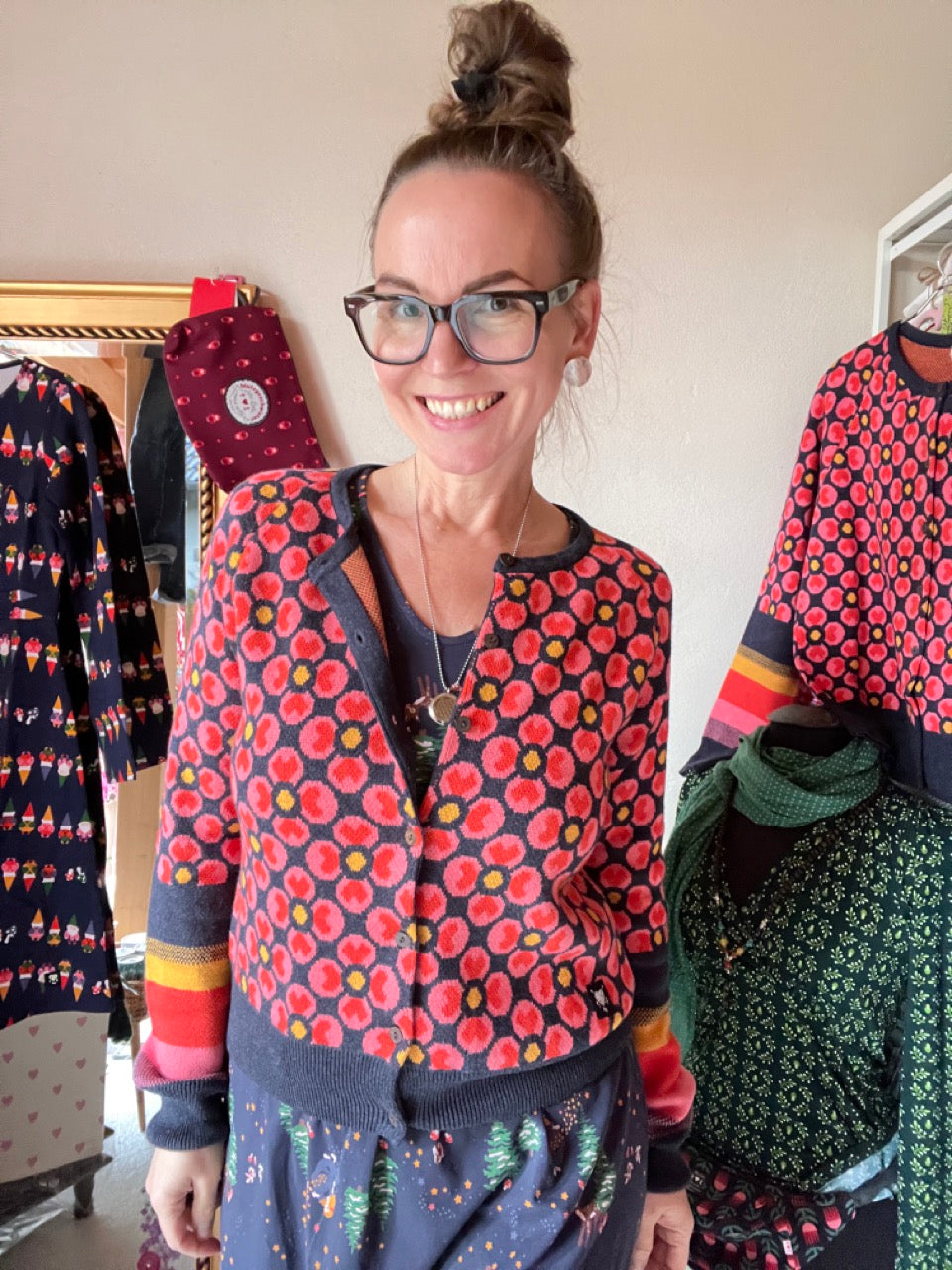 Strickjacke Winterblüte Bunt