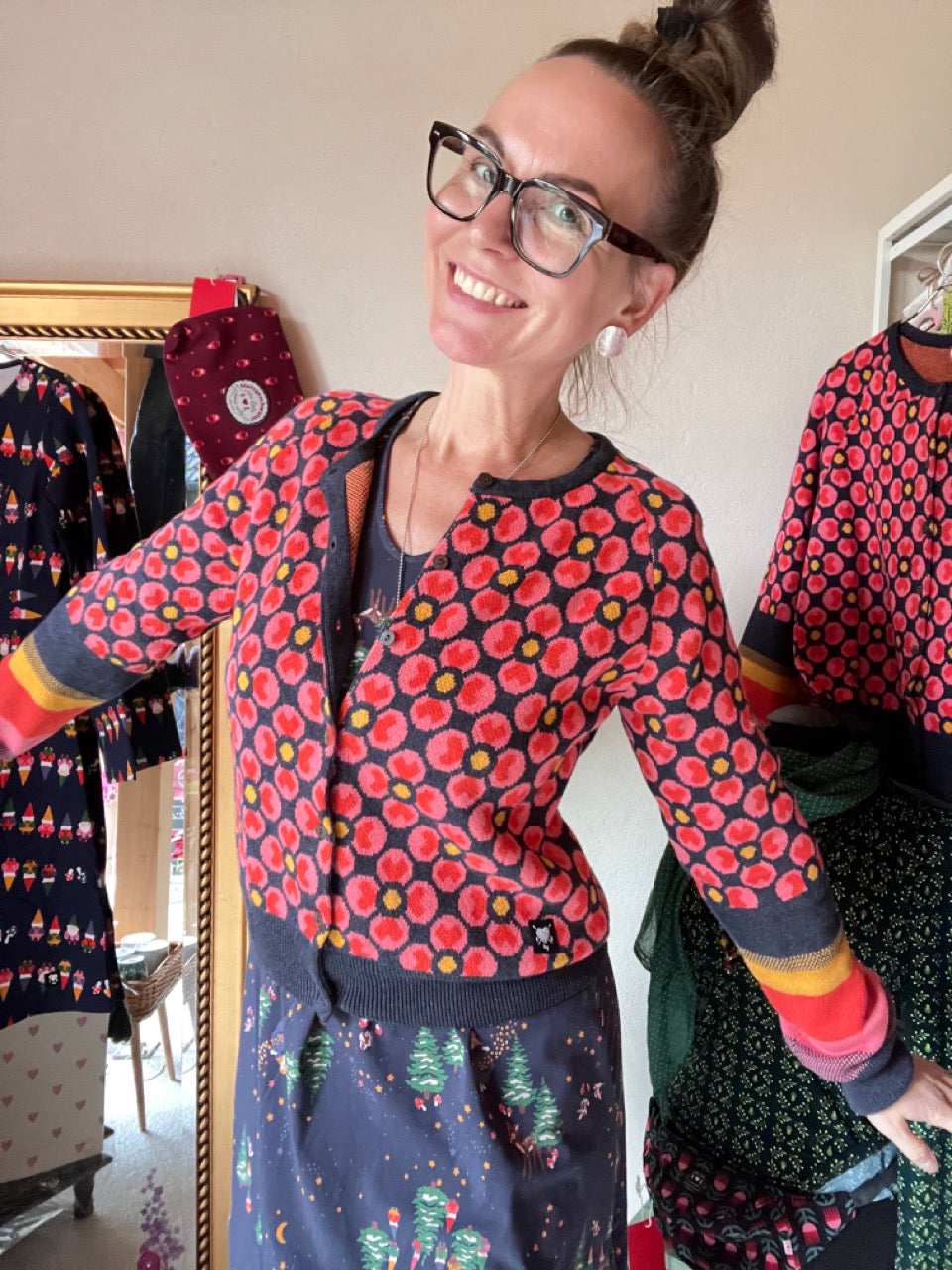 Strickjacke Winterblüte Bunt