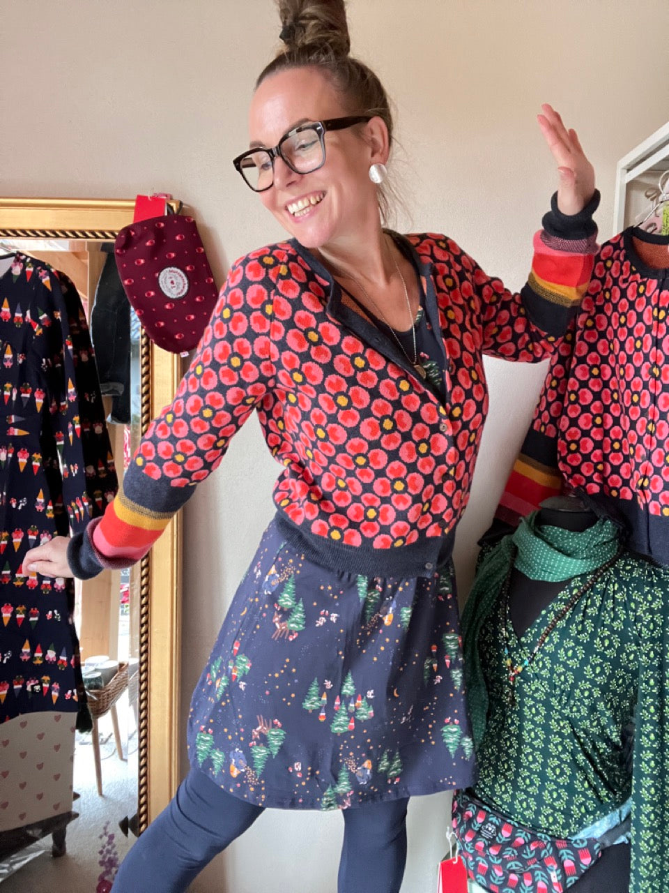 Strickjacke Winterblüte Bunt