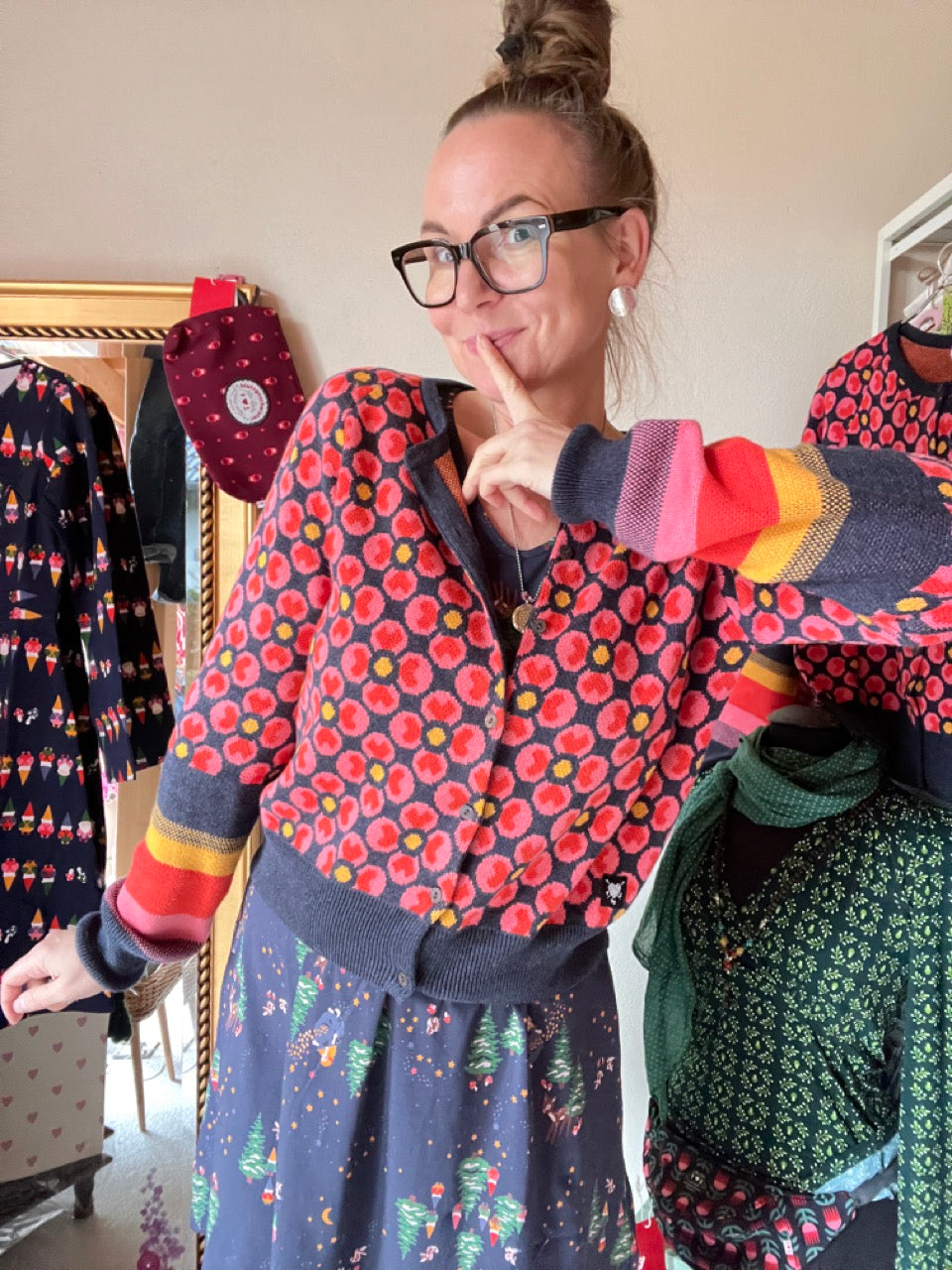 Strickjacke Winterblüte Bunt
