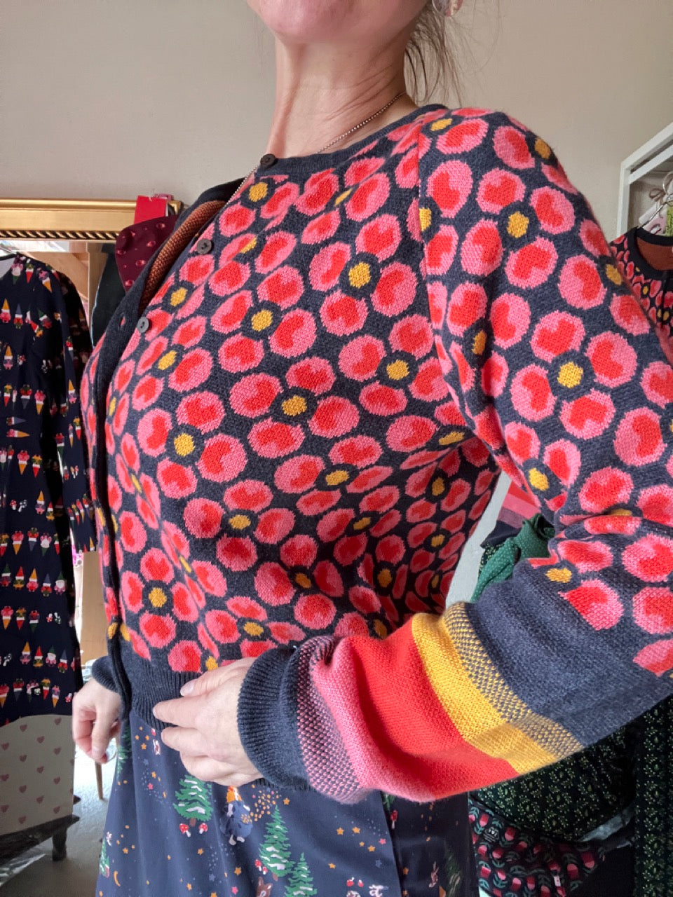 Strickjacke Winterblüte Bunt