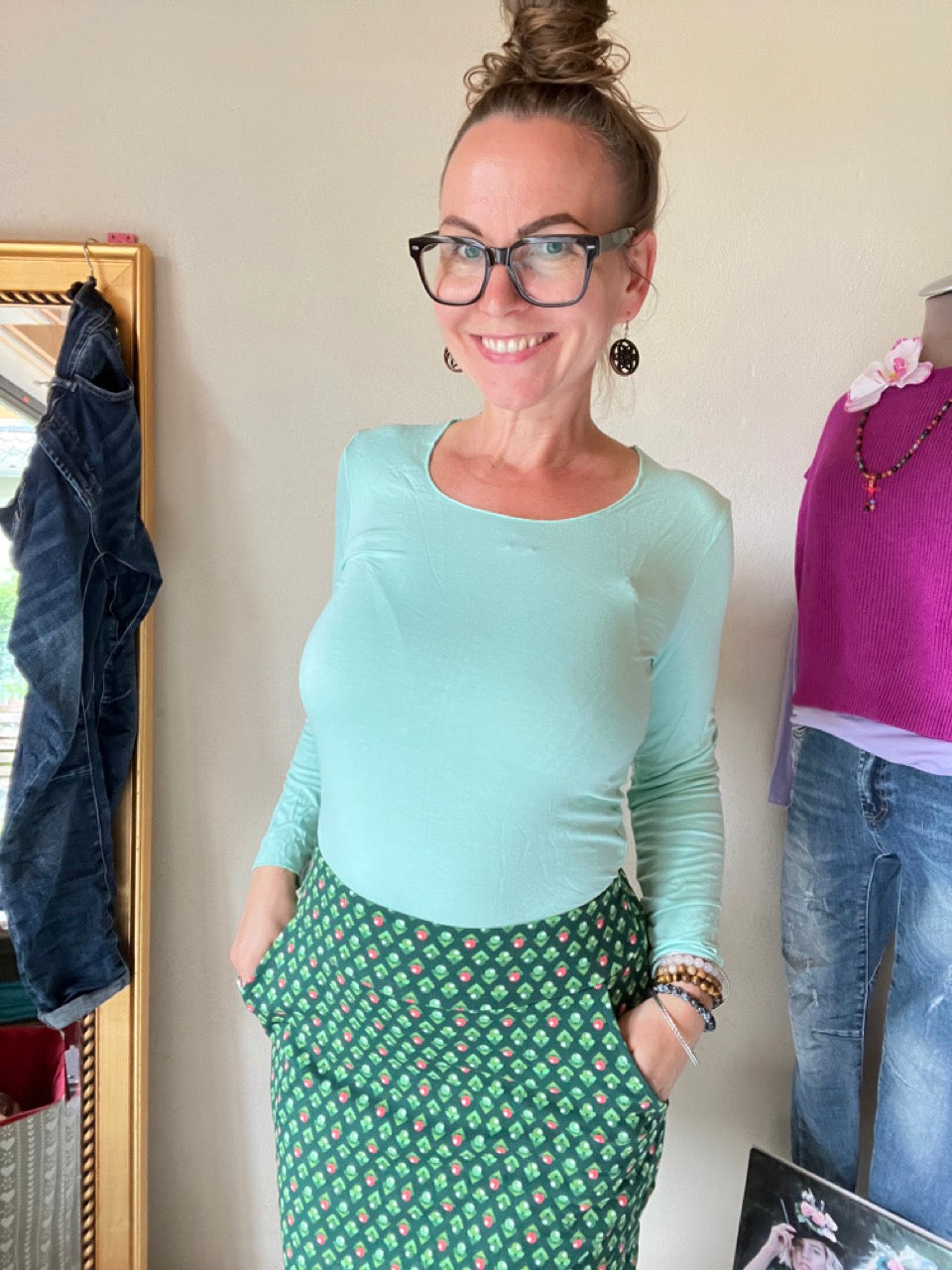 Langarmshirt Basic Freude Hellblau