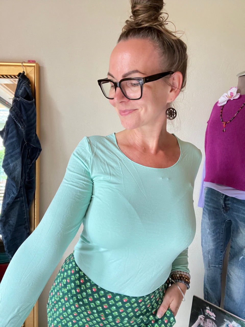 Langarmshirt Basic Freude Hellblau