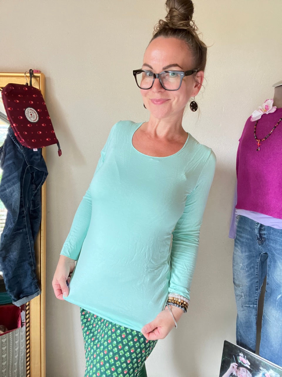Langarmshirt Basic Freude Hellblau