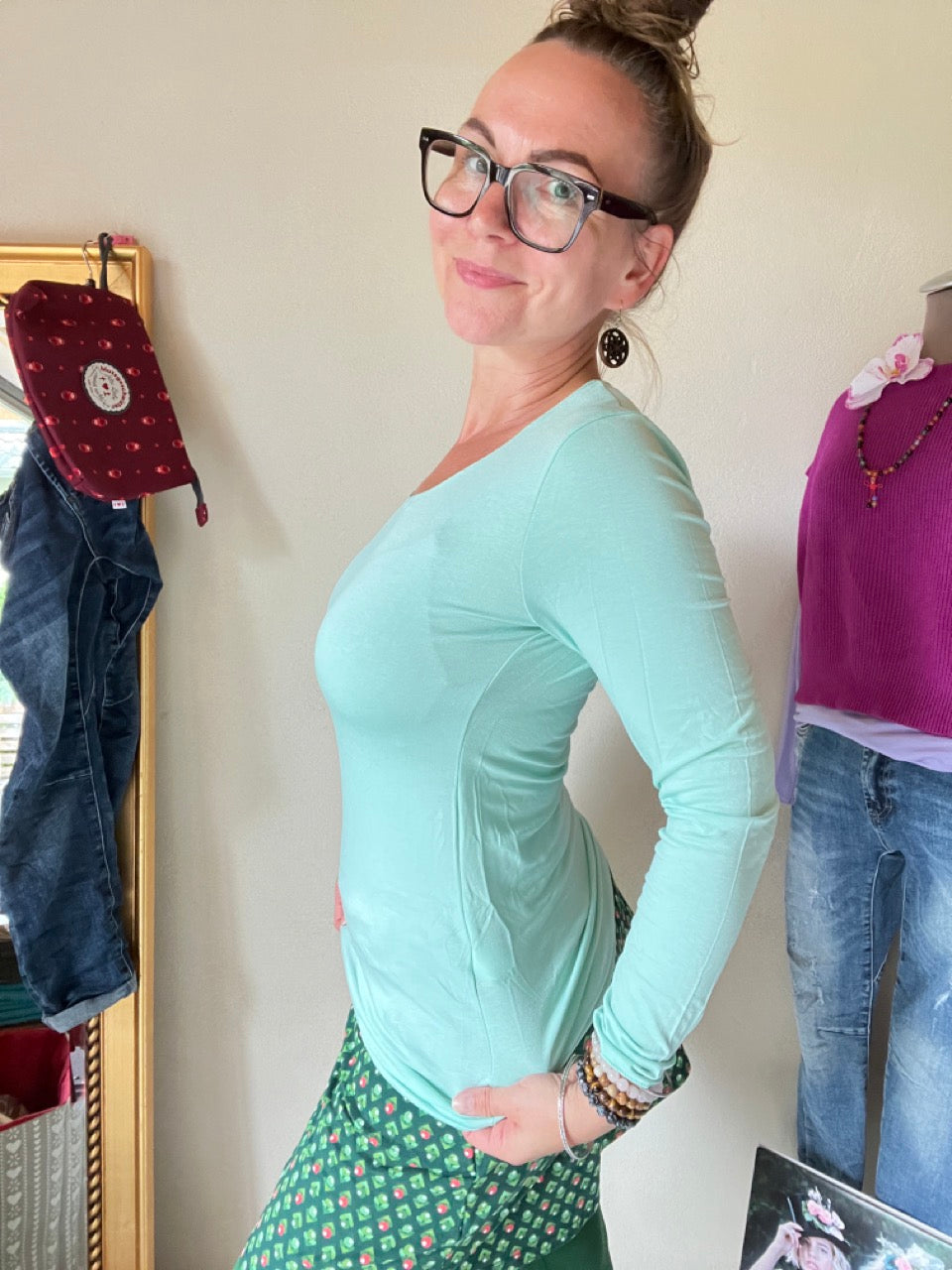 Langarmshirt Basic Freude Hellblau