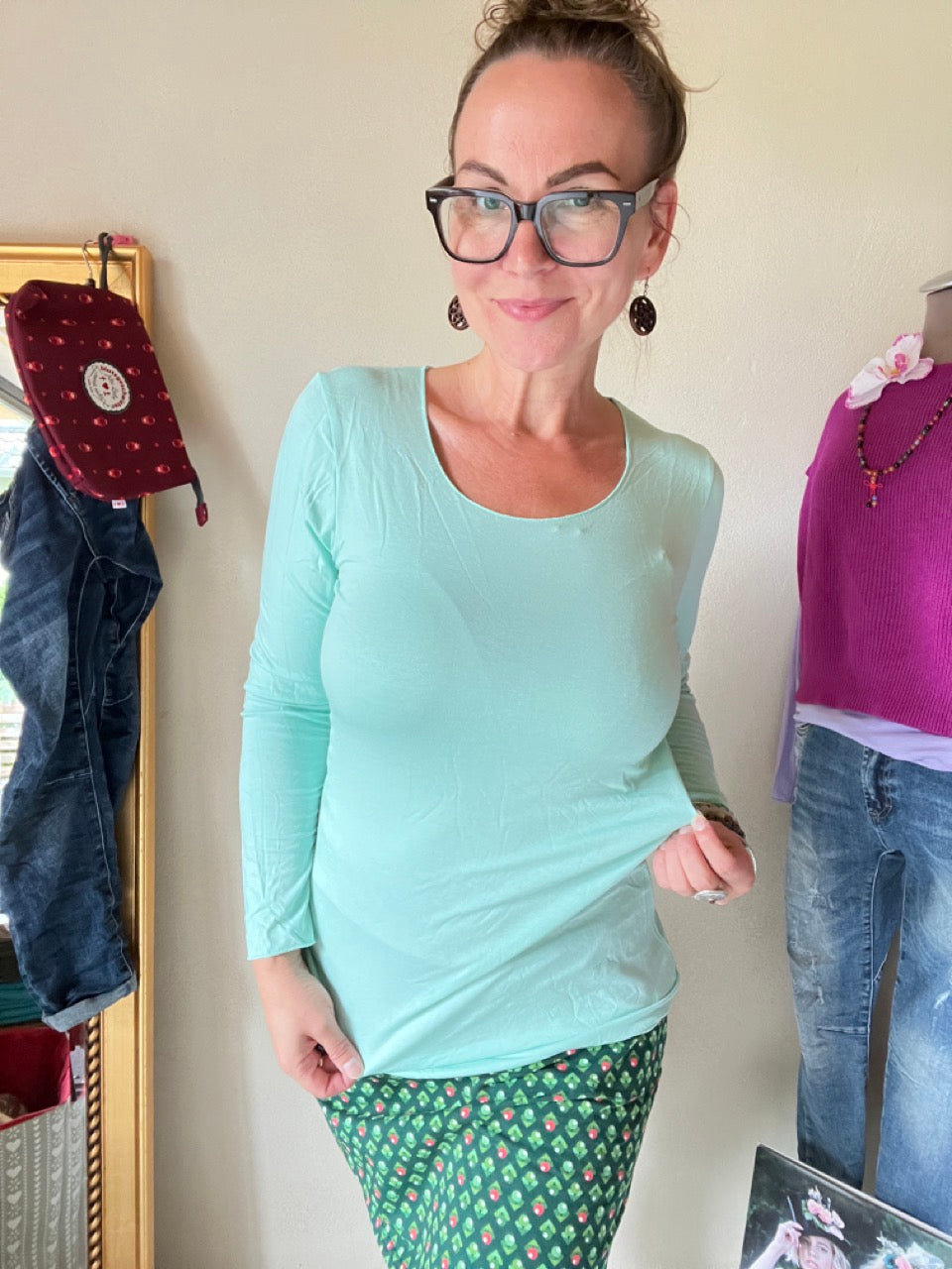 Langarmshirt Basic Freude Hellblau
