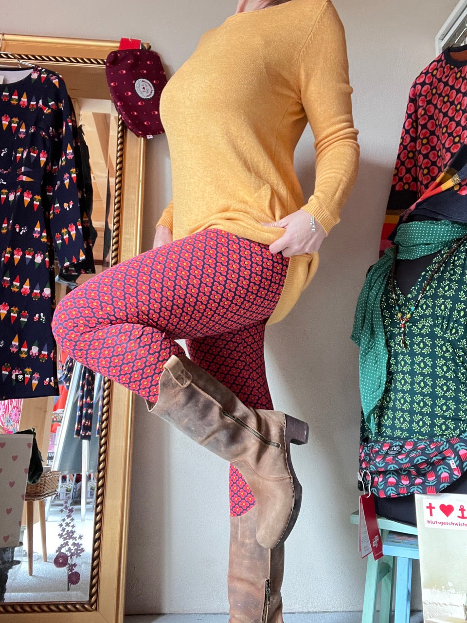 Leggings Winterblume Blau Rose