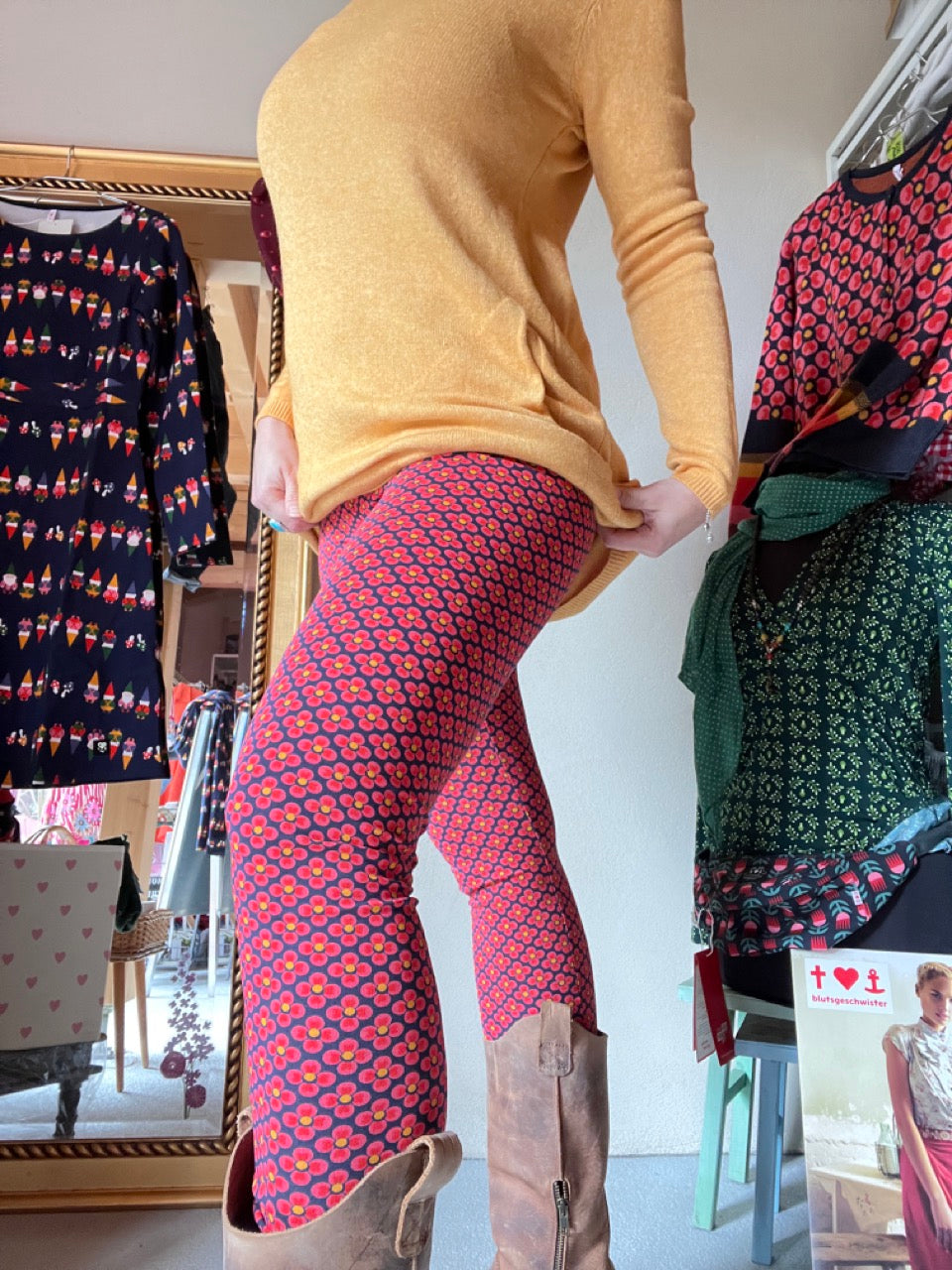 Leggings Winterblume Blau Rose