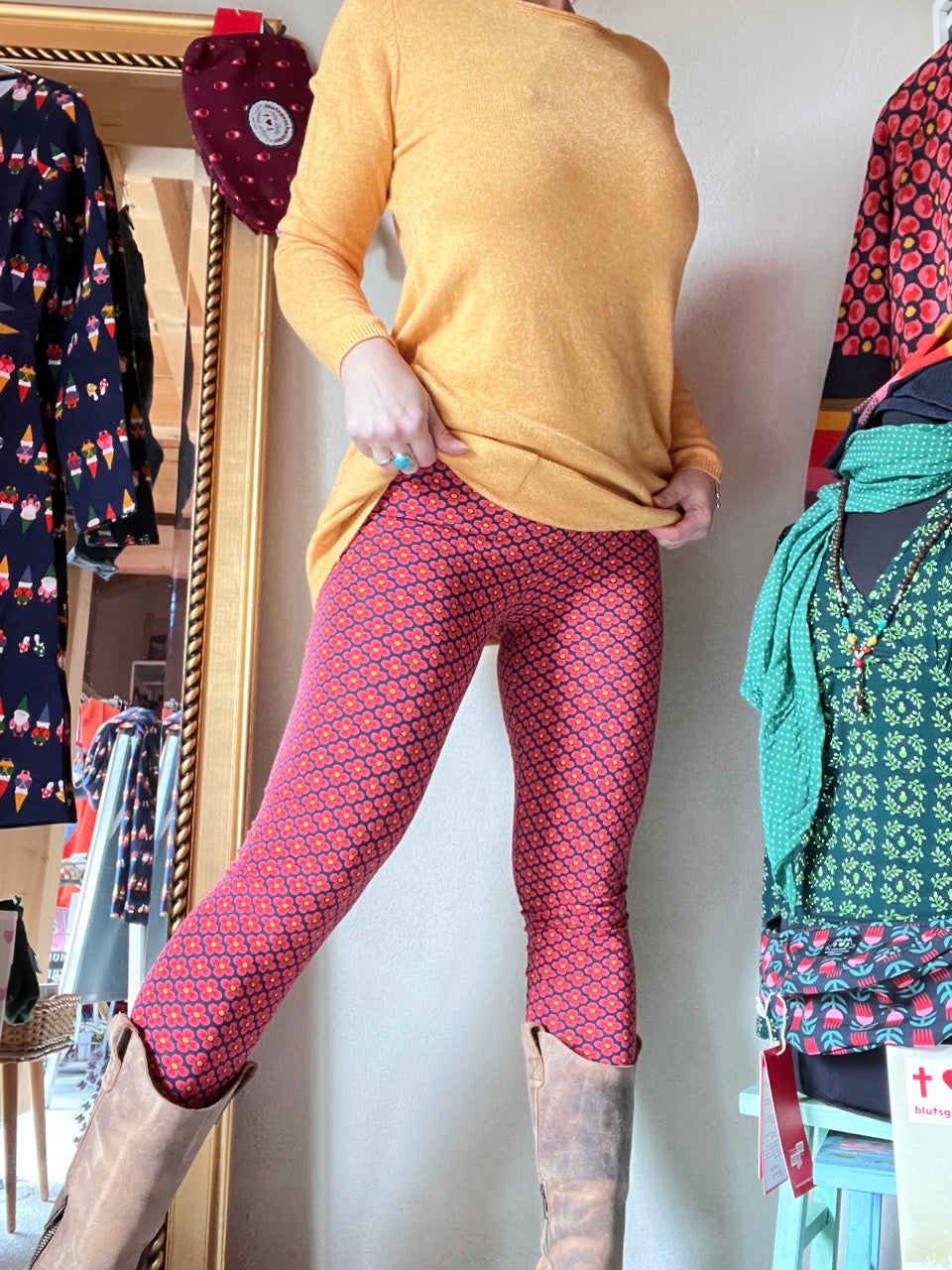 Leggings Winterblume Blau Rose