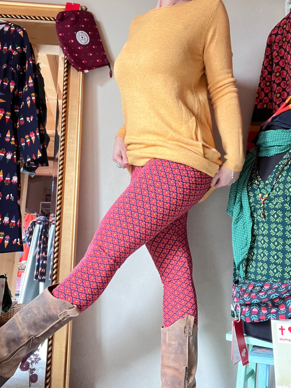 Leggings Winterblume Blau Rose