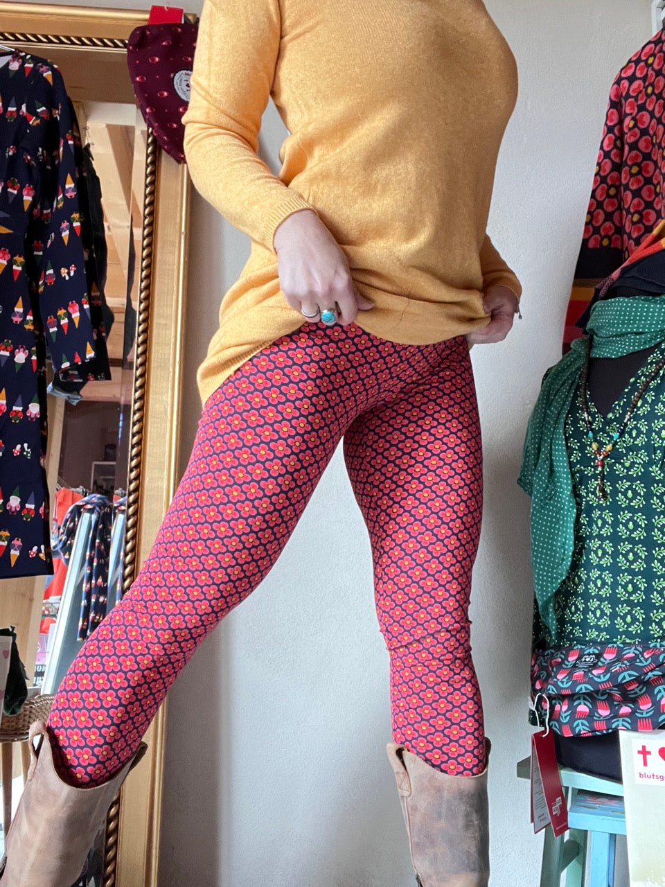 Leggings Winterblume Blau Rose