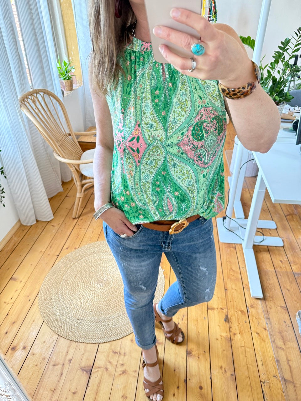 Top Alice Paisley Grün