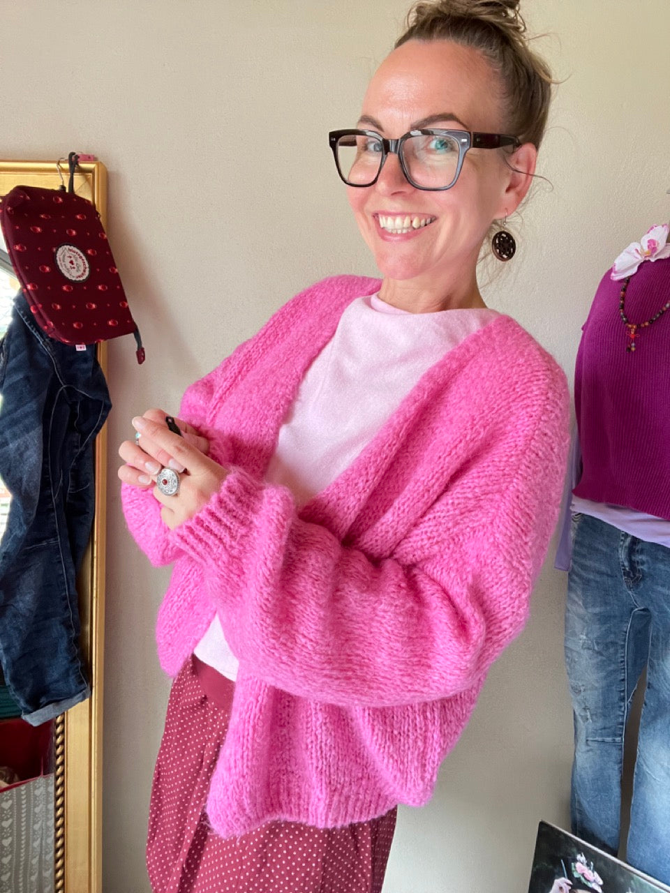 Strickjacke Wollgenuss Taffy Pink