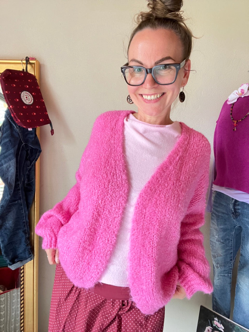 Strickjacke Wollgenuss Taffy Pink