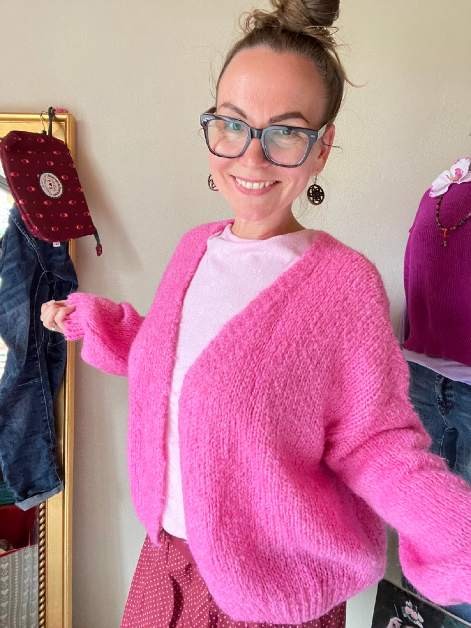 Strickjacke Wollgenuss Taffy Pink