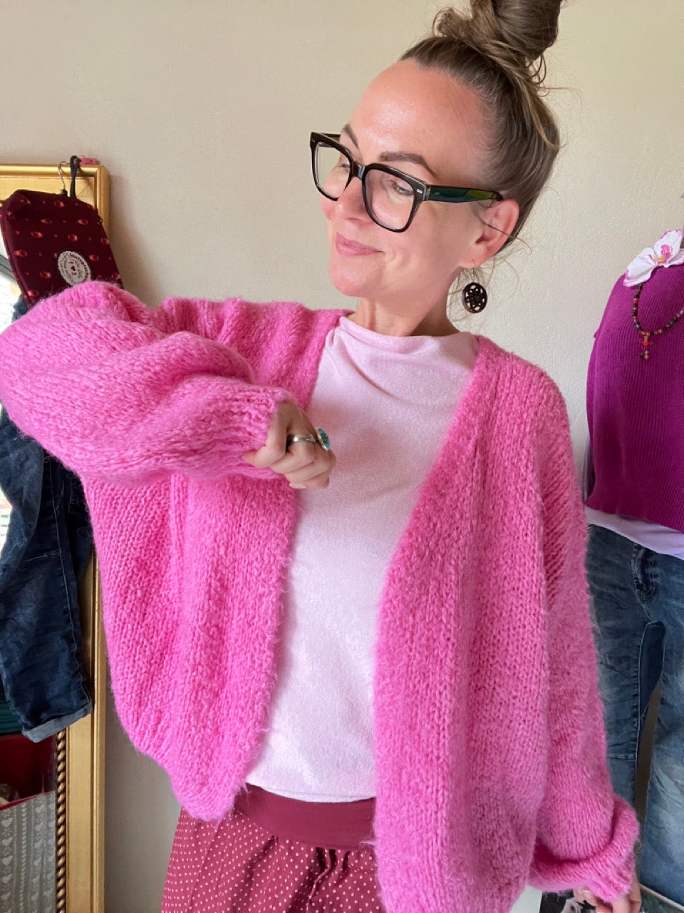 Strickjacke Wollgenuss Taffy Pink