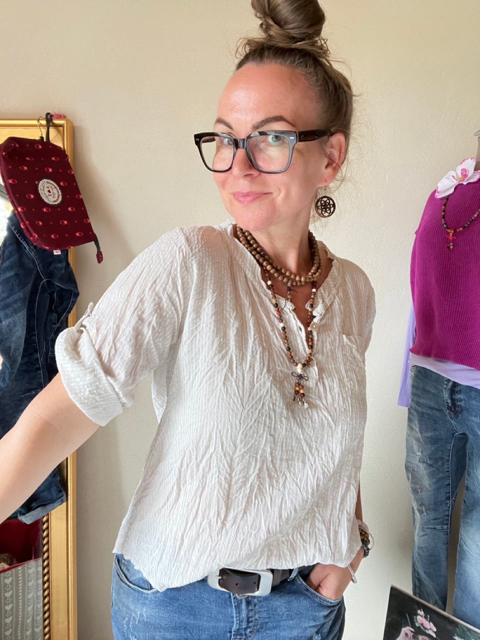 Shirt Knopfsache Sand Beige