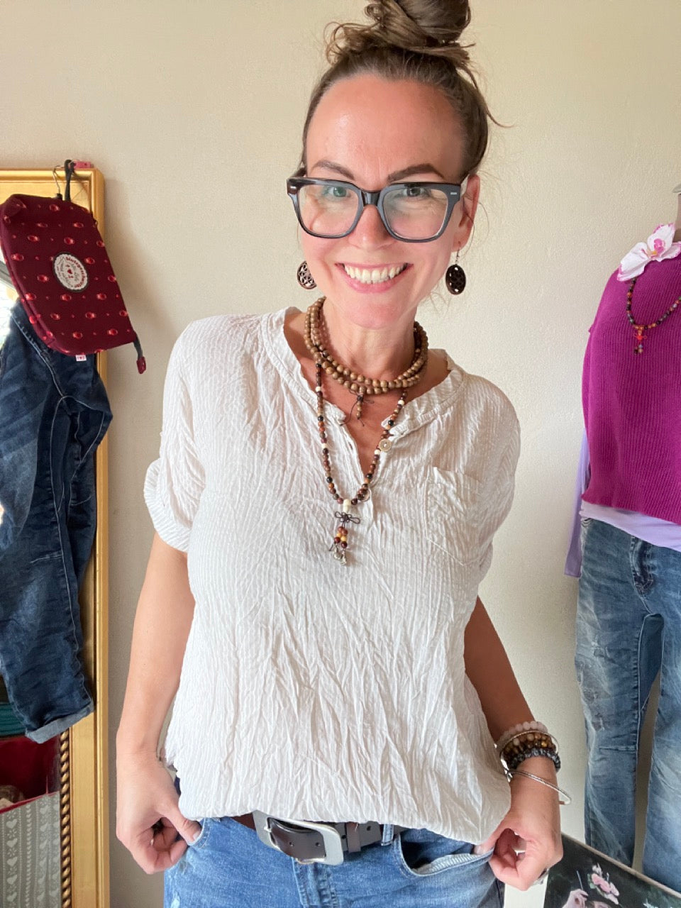 Shirt Knopfsache Sand Beige