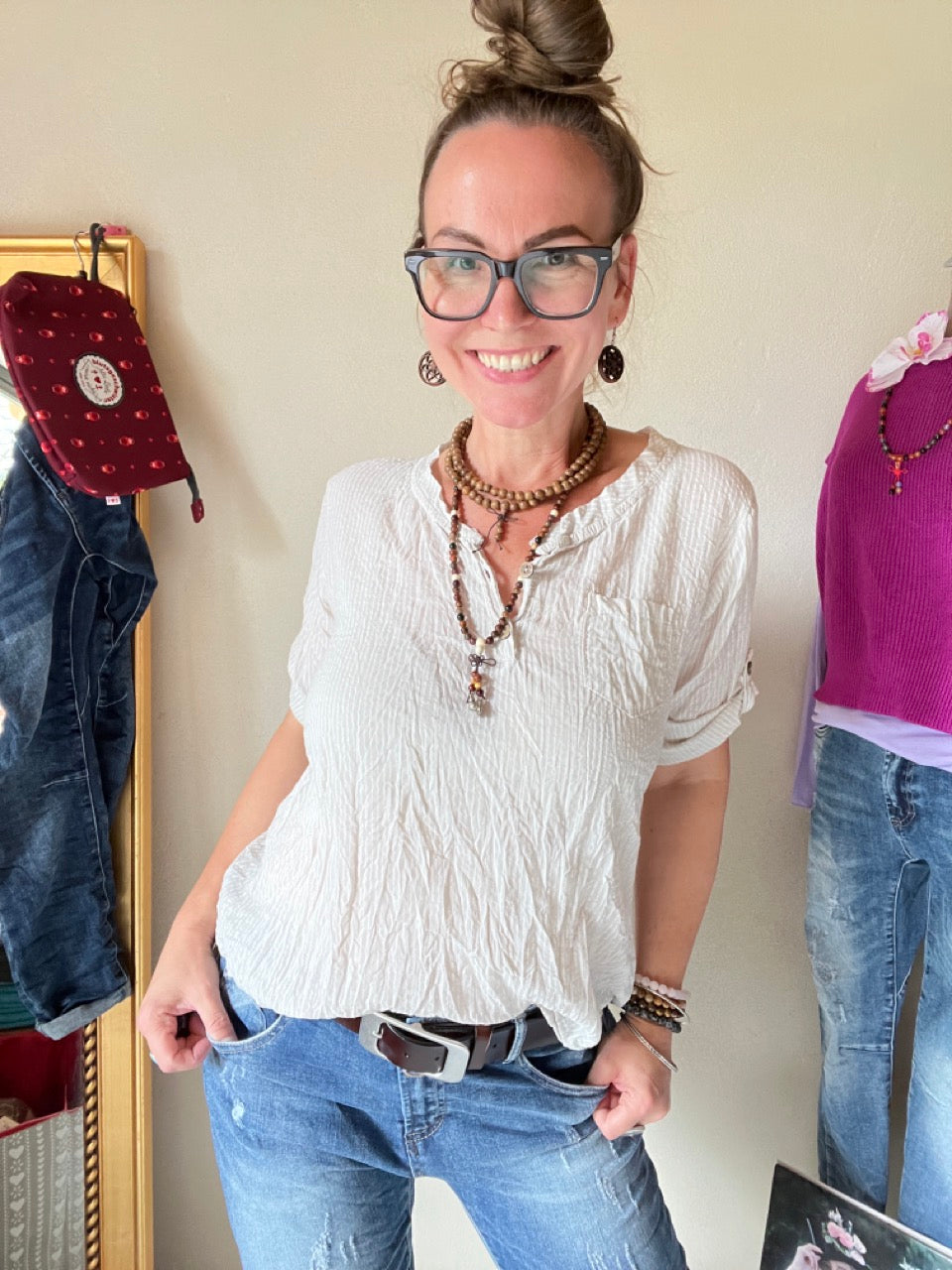 Shirt Knopfsache Sand Beige