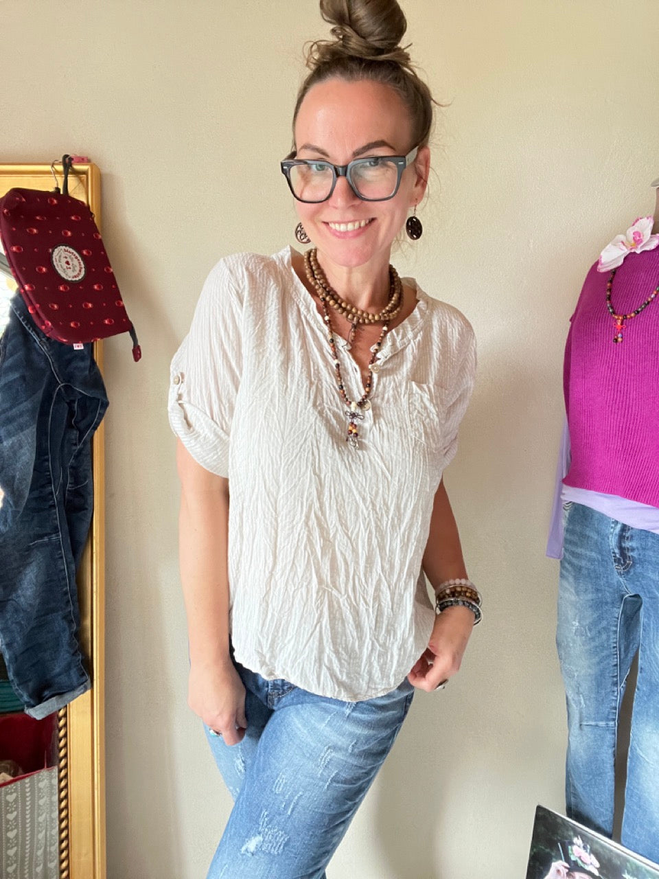 Shirt Knopfsache Sand Beige