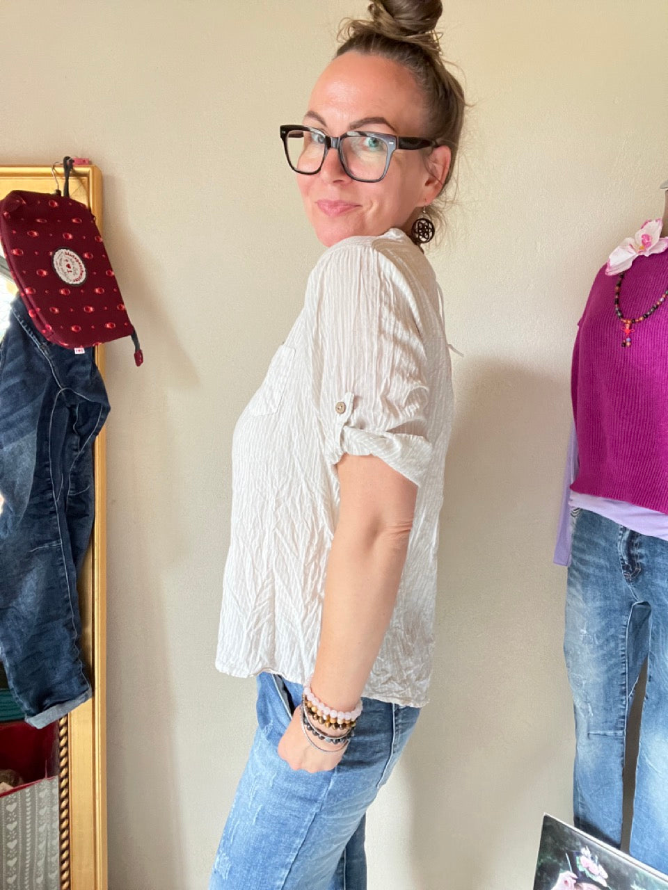 Shirt Knopfsache Sand Beige