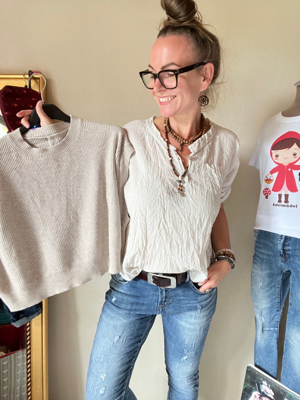 Shirt Knopfsache Sand Beige