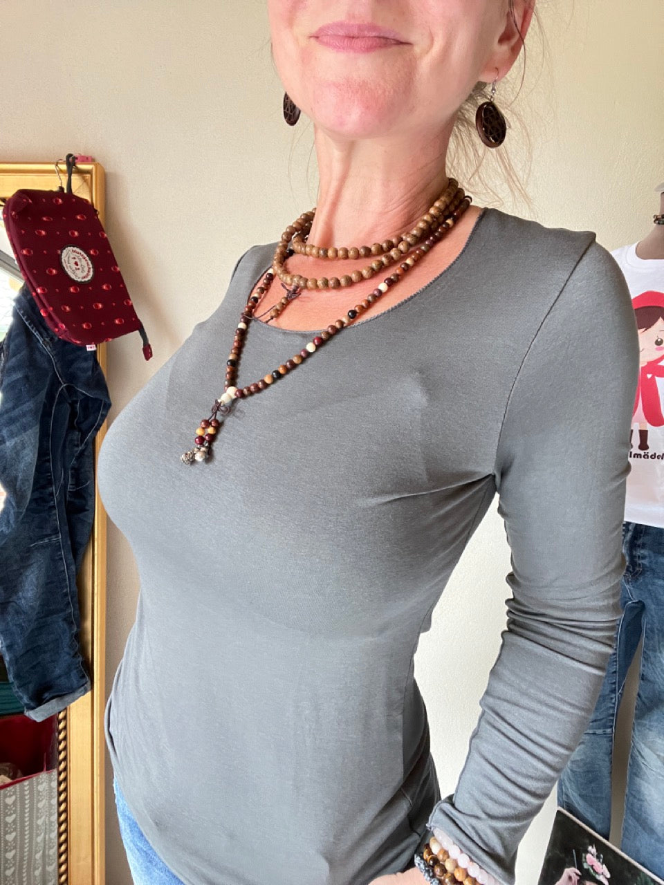 Langarmshirt Basic Freude Grau
