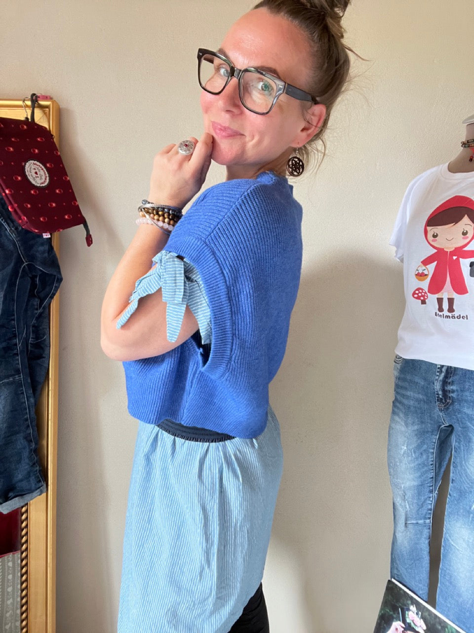 Oversize Pullunder Blau