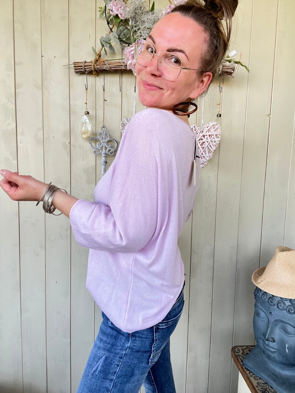 Shirt Leicht Verstrickt Lavendel
