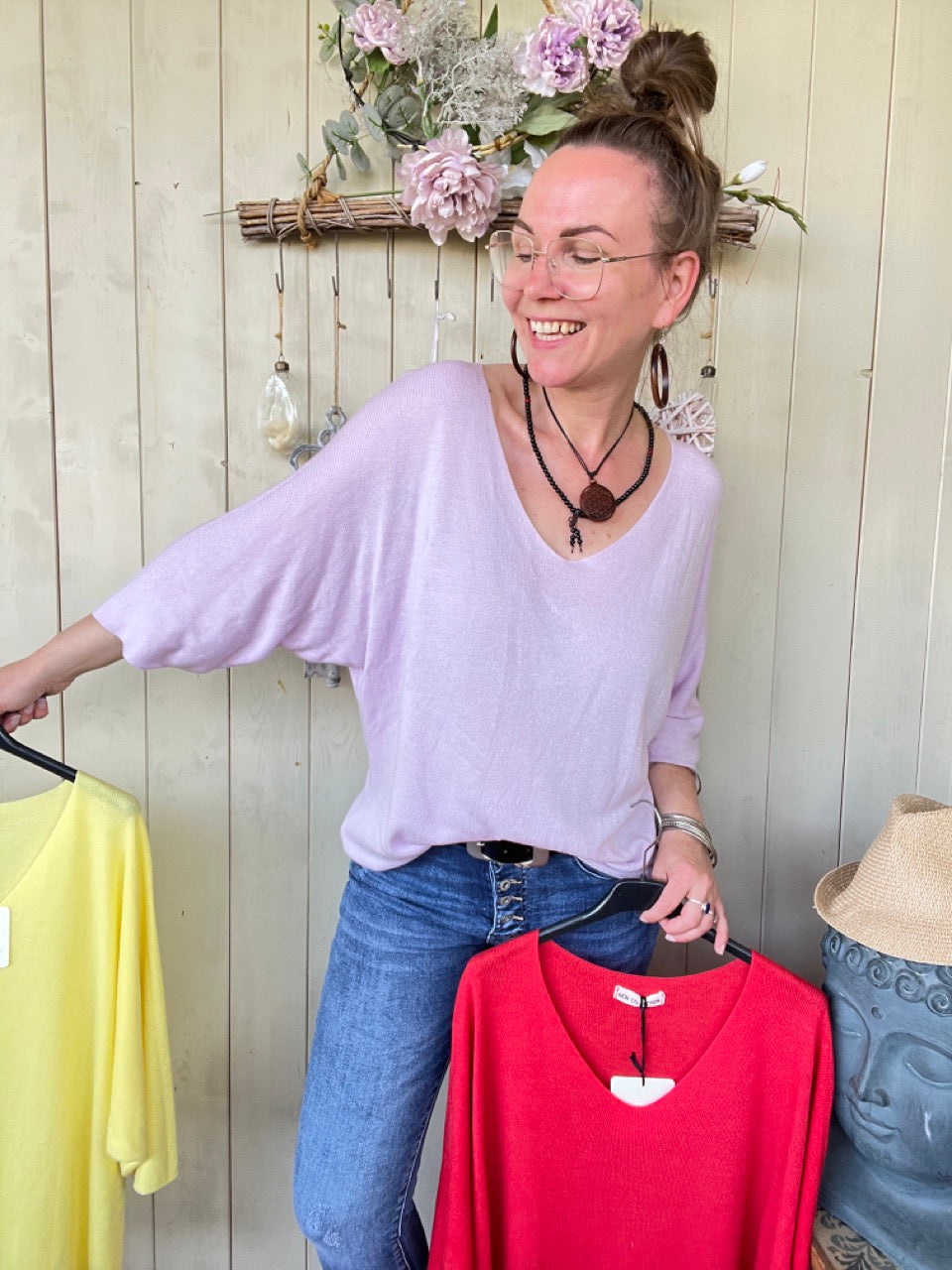Shirt Leicht Verstrickt Lavendel