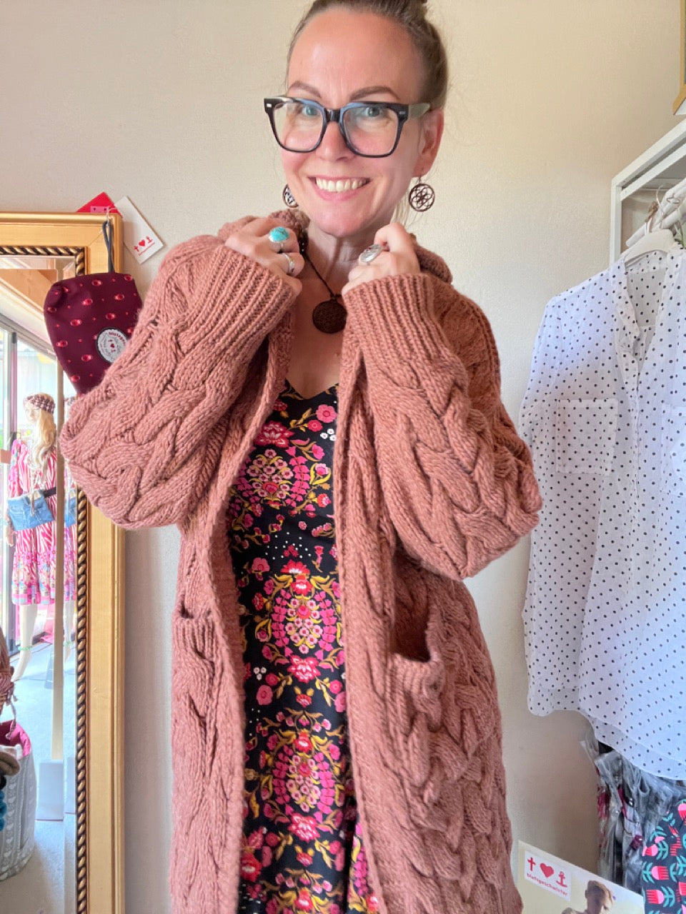 Strickmantel Miss Lucky Schokobraun