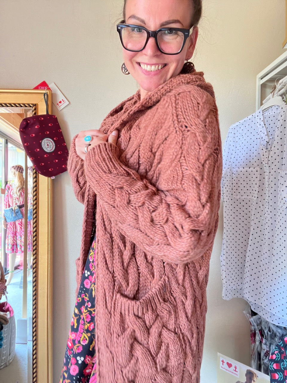 Strickmantel Miss Lucky Schokobraun