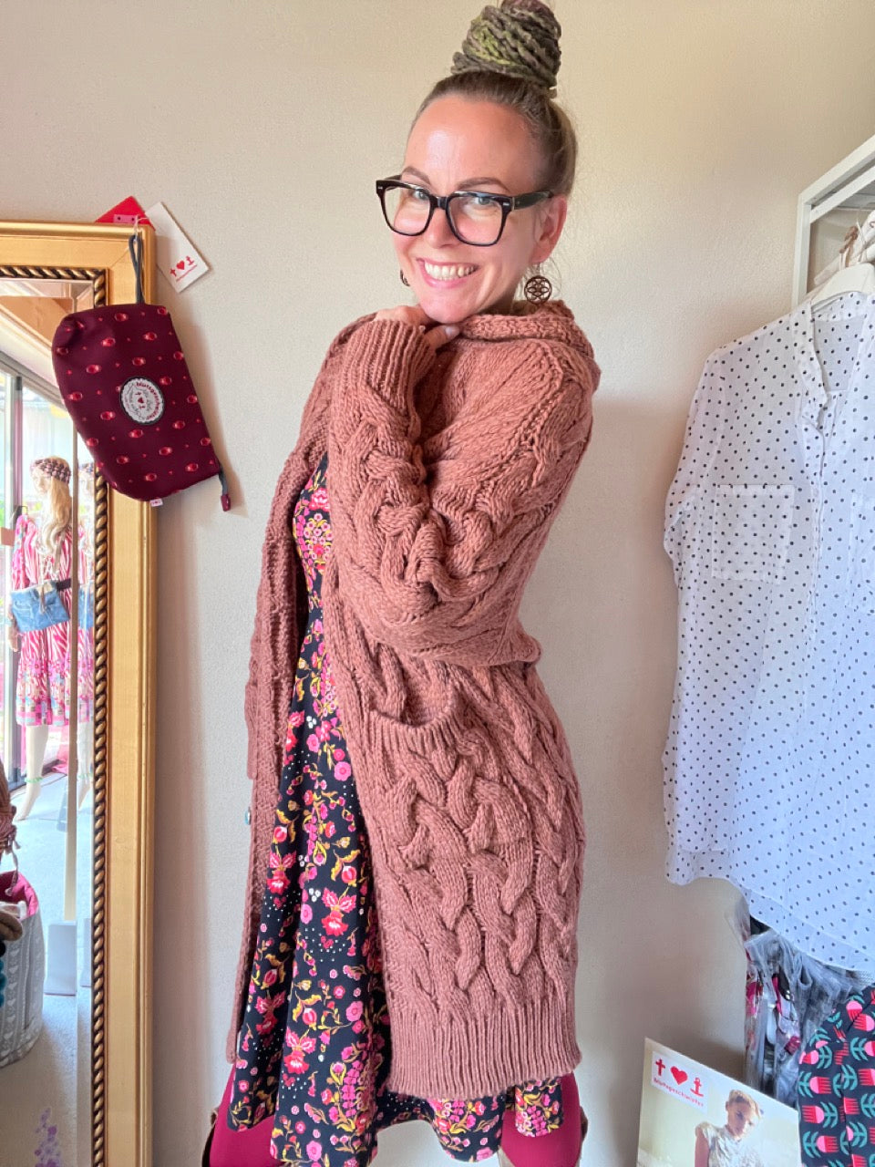 Strickmantel Miss Lucky Schokobraun