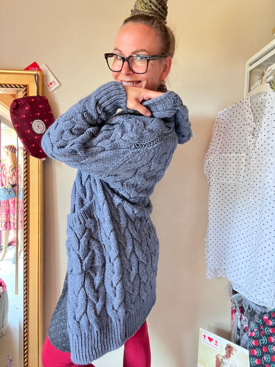 Strickmantel Miss Lucky Jeansblau