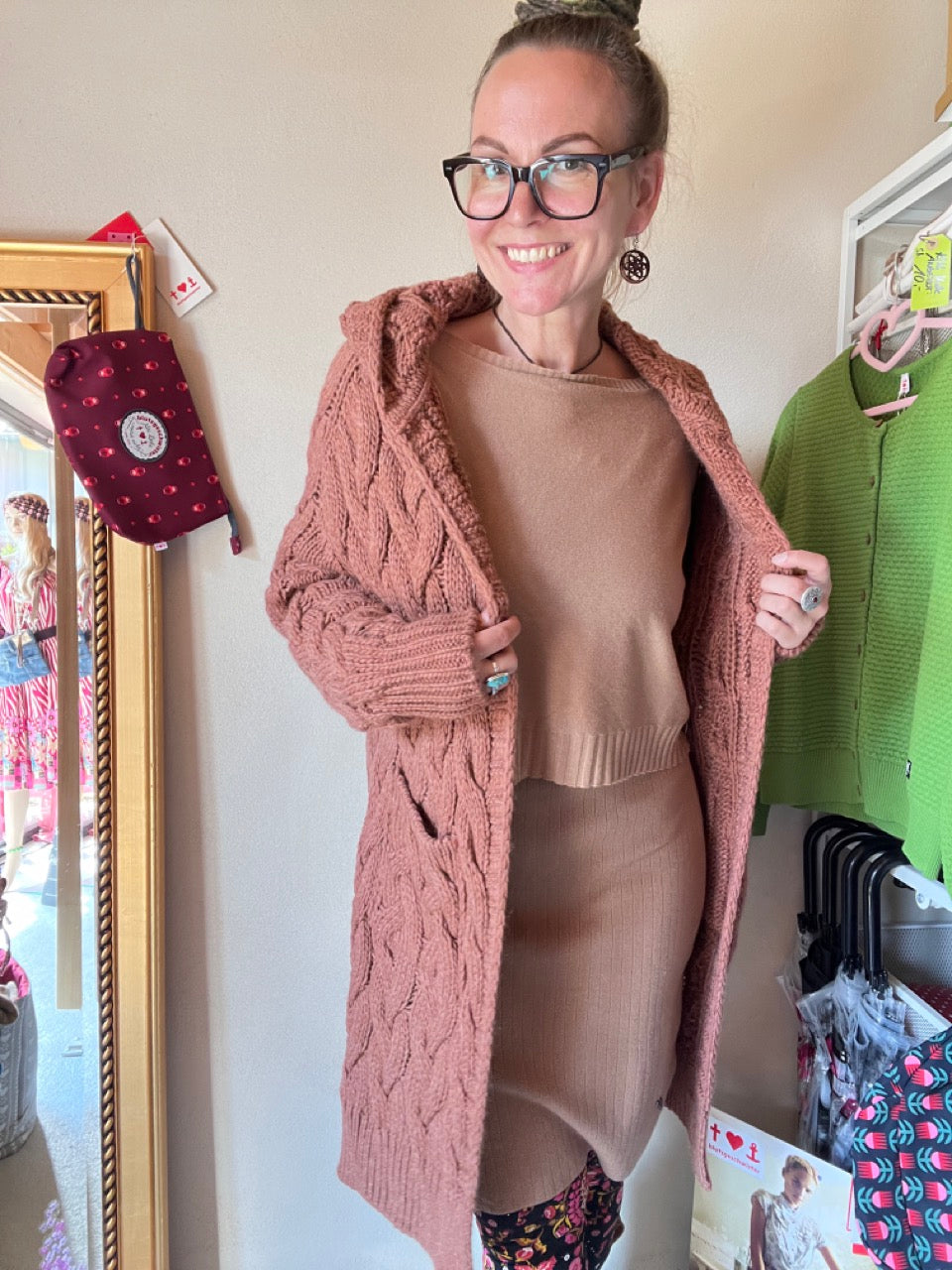 Strickmantel Miss Lucky Schokobraun