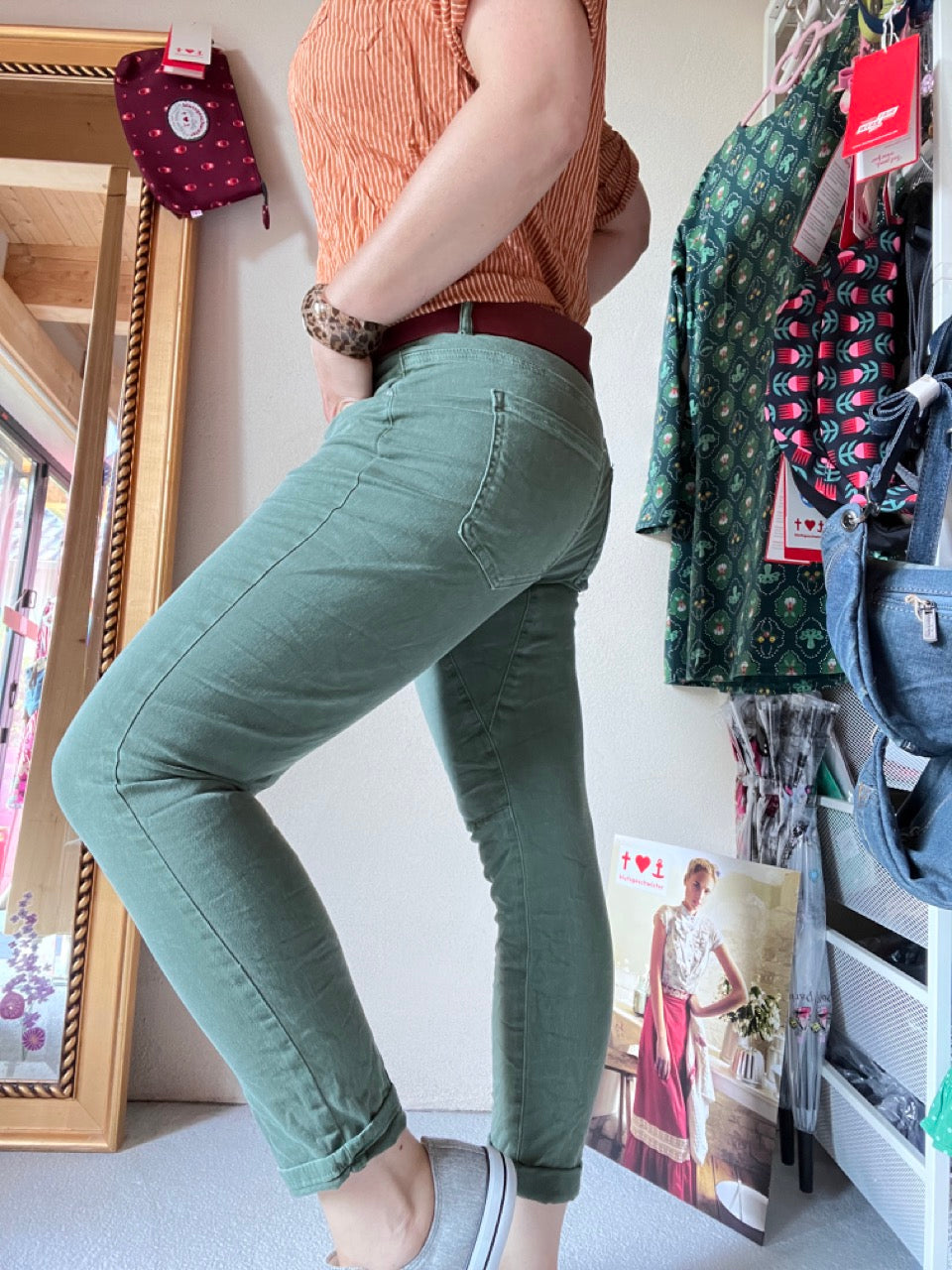 Hose NEU! Jeans Fantastisch Elastisch Olive Grün