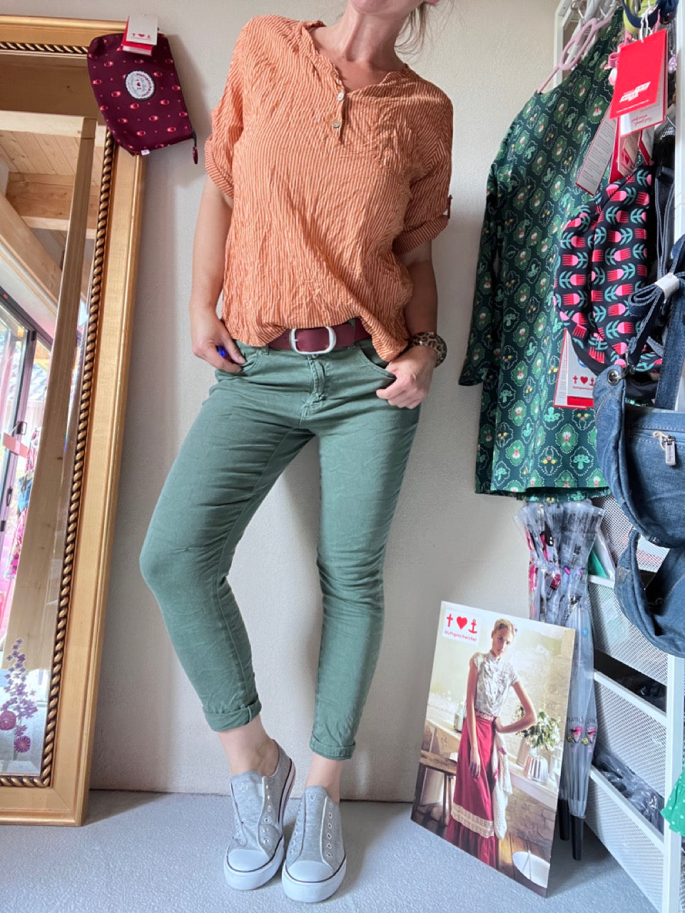 Hose NEU! Jeans Fantastisch Elastisch Olive Grün