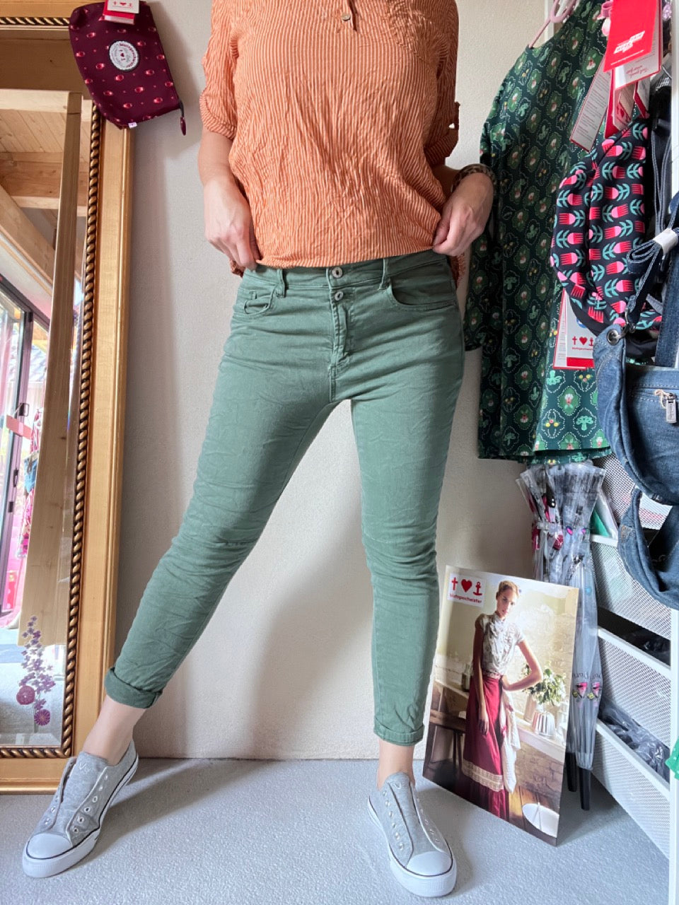 Hose NEU! Jeans Fantastisch Elastisch Olive Grün