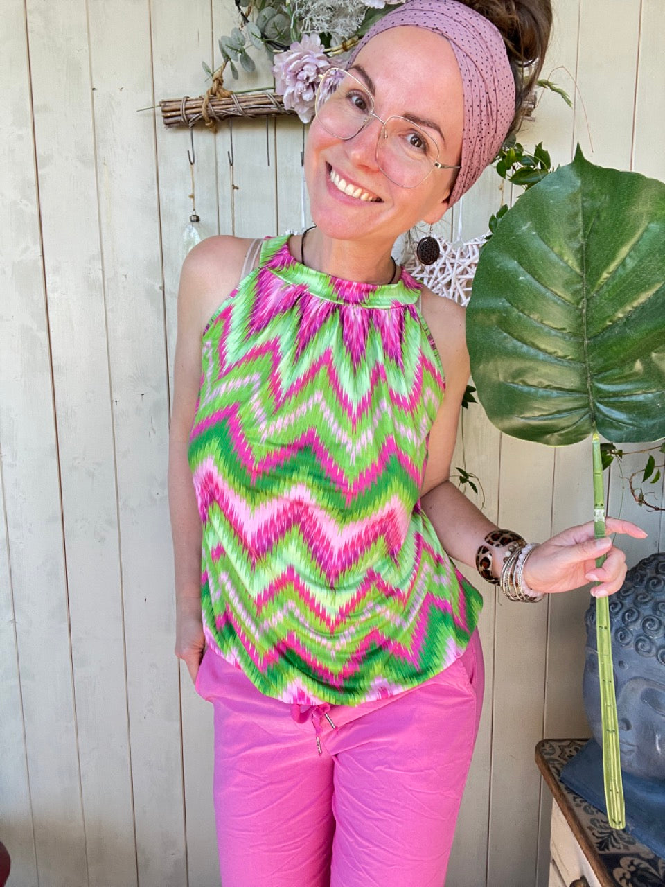 Top Alice Zick Zack Grün Pink