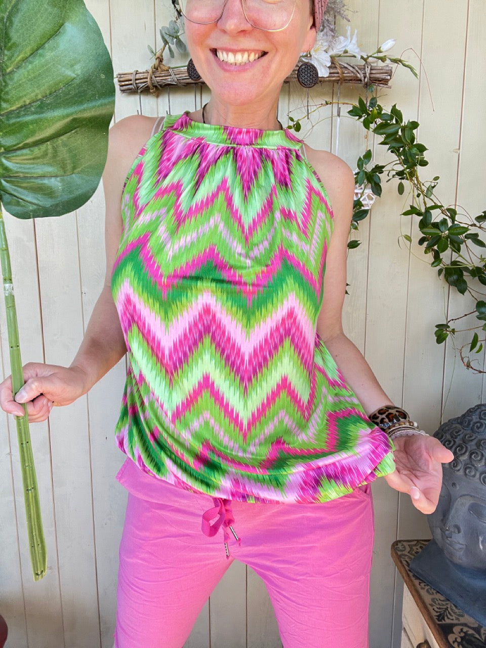 Top Alice Zick Zack Grün Pink
