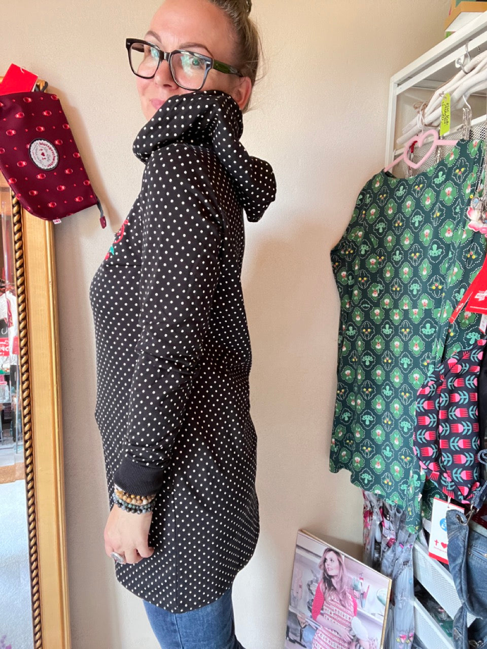 Sweat Kleid Dotties Schwarz