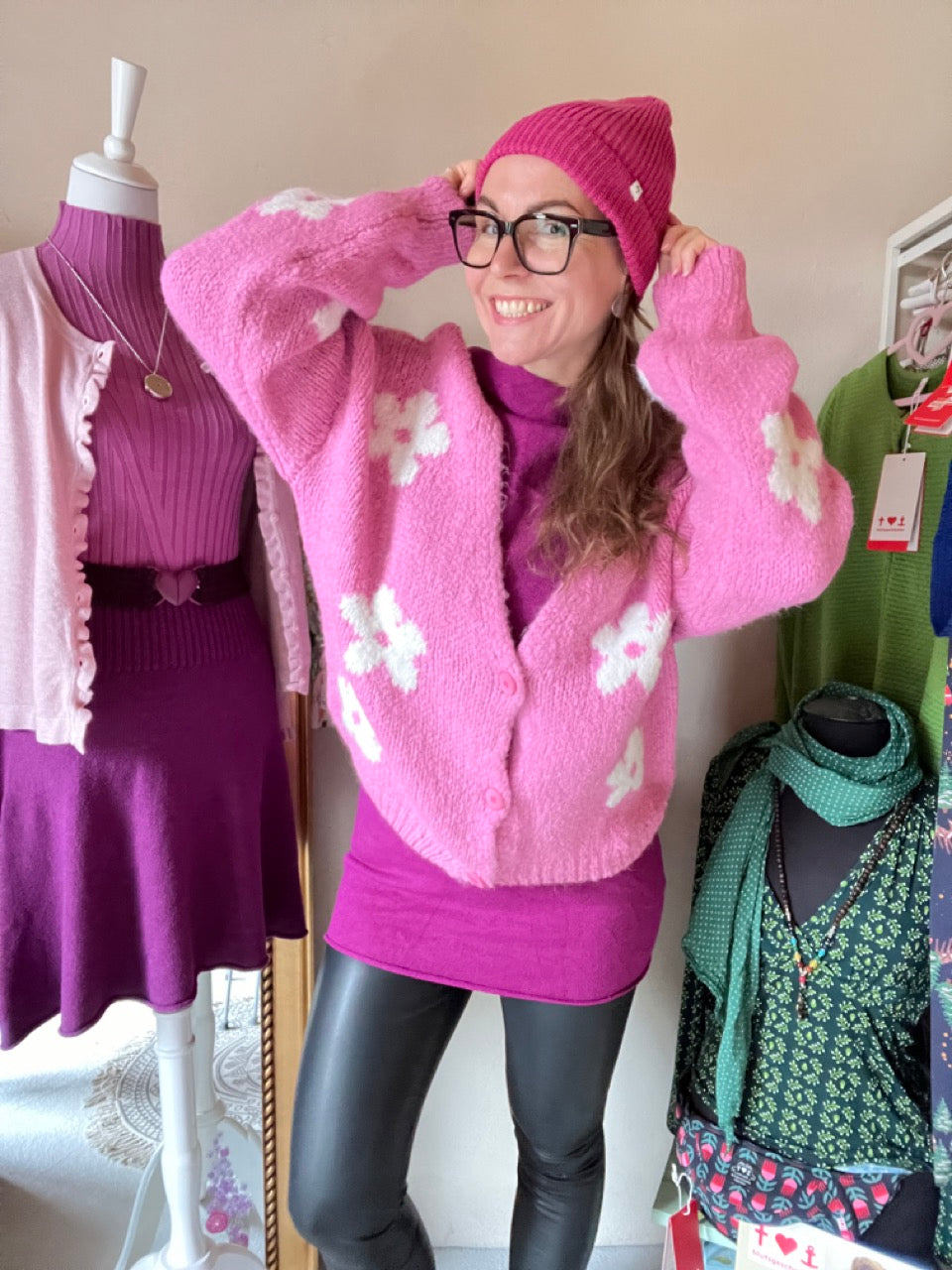 Strickjacke Flower Lilly Rosa