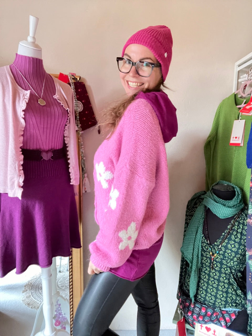 Strickjacke Flower Lilly Rosa