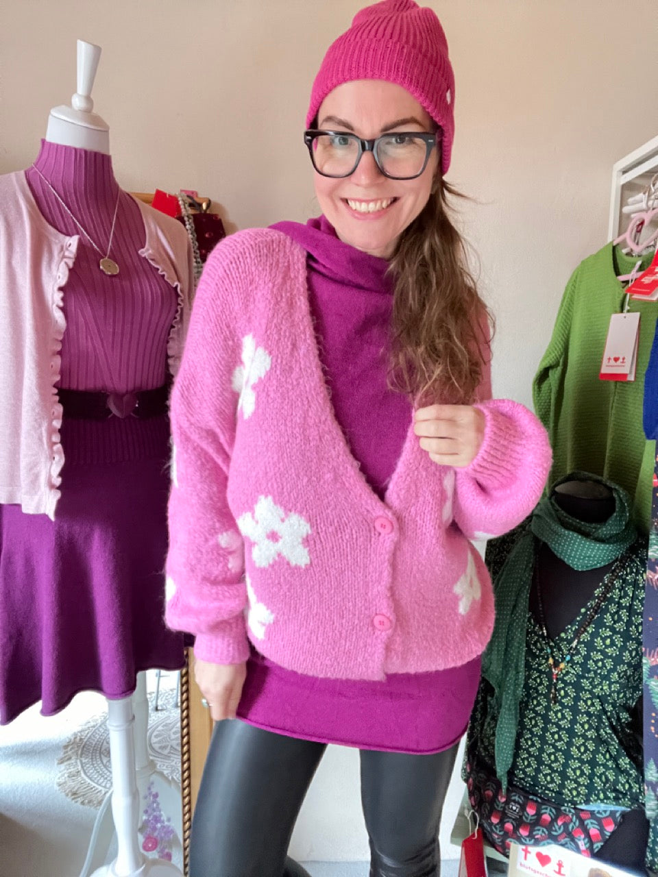 Strickjacke Flower Lilly Rosa