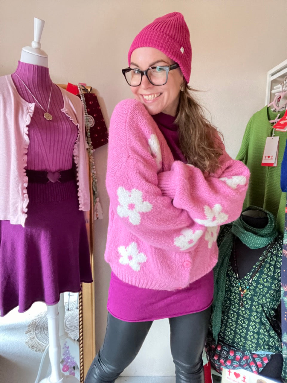 Strickjacke Flower Lilly Rosa
