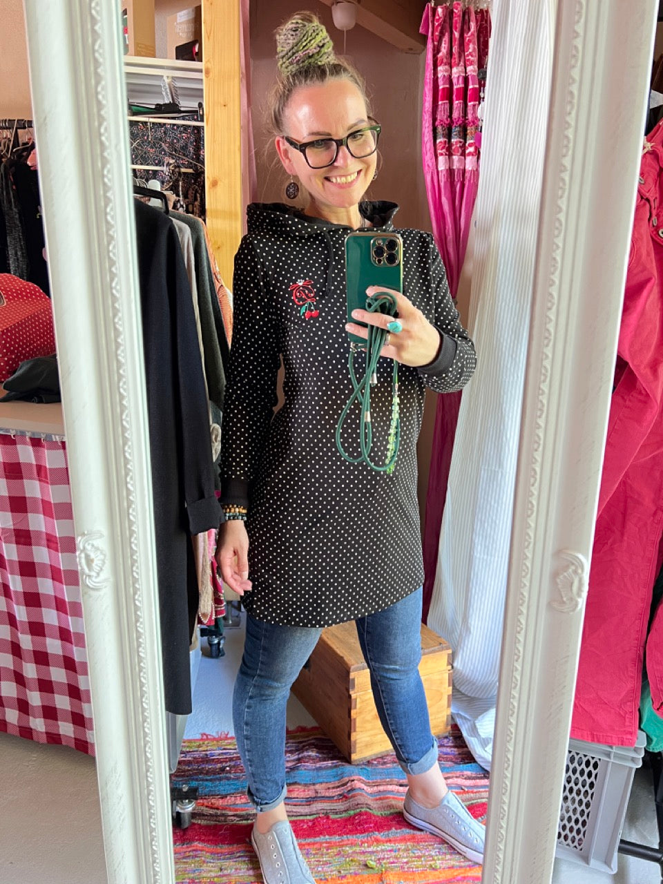 Sweat Kleid Dotties Schwarz